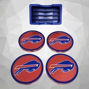 Buffalo Bills Round Coasters set of 4 NFL team logo non slip coaster Bills Mafia